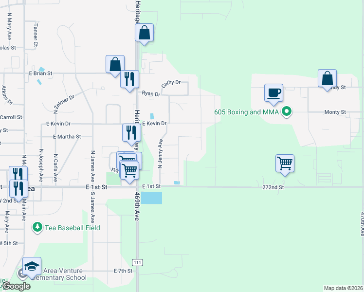 map of restaurants, bars, coffee shops, grocery stores, and more near 340 North Ceylon Avenue in Tea