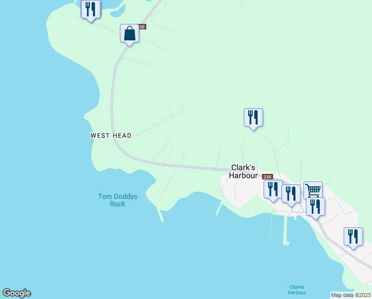 map of restaurants, bars, coffee shops, grocery stores, and more near 21 Stoddart Drive in Clark's Harbour