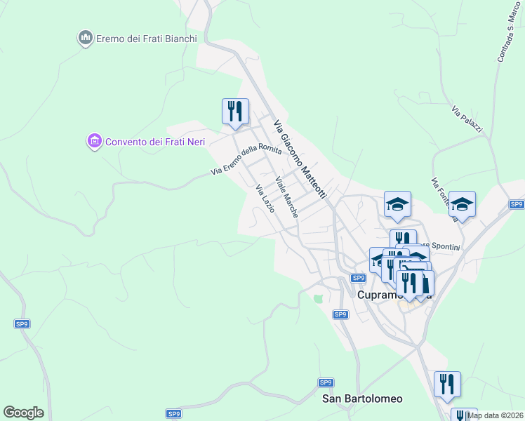map of restaurants, bars, coffee shops, grocery stores, and more near 2 Contrada Salerna in Cupramontana