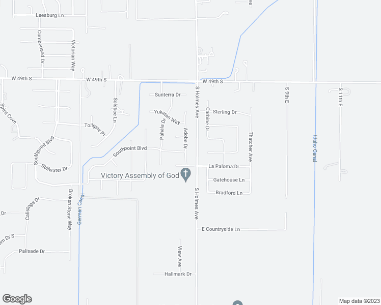 map of restaurants, bars, coffee shops, grocery stores, and more near Casa Drive in Idaho Falls