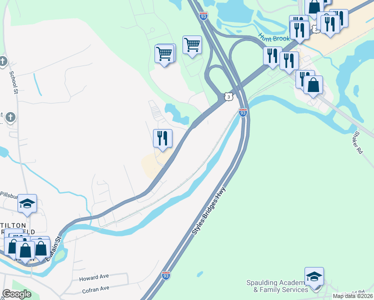 map of restaurants, bars, coffee shops, grocery stores, and more near 66 East Main Street in Tilton