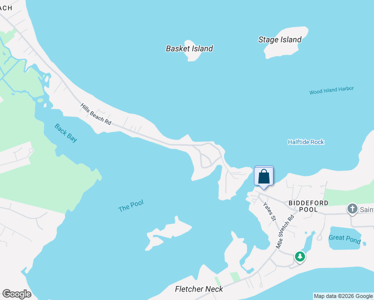 map of restaurants, bars, coffee shops, grocery stores, and more near 6 Sky Harbor Drive in Biddeford