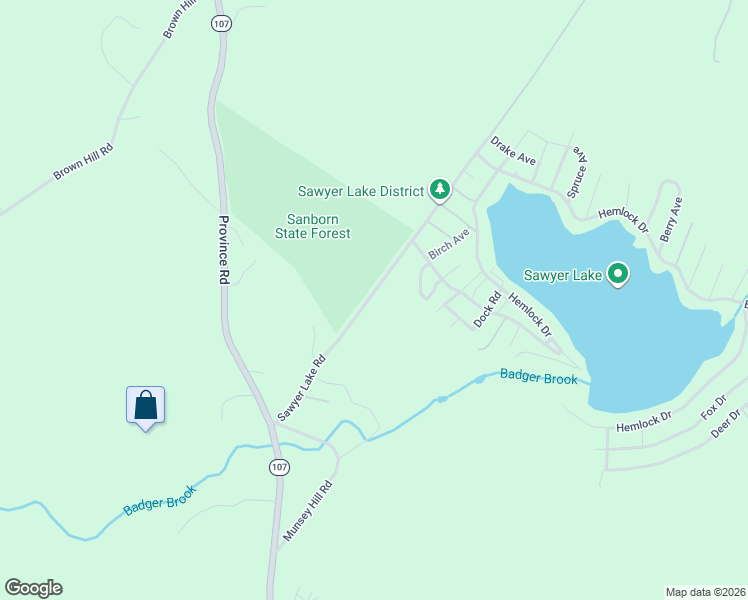 map of restaurants, bars, coffee shops, grocery stores, and more near 82 Sawyer Lake Road in Gilmanton
