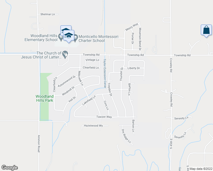 map of restaurants, bars, coffee shops, grocery stores, and more near 5286 Treyden Drive in Idaho Falls