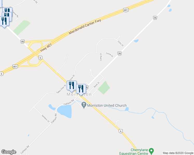 map of restaurants, bars, coffee shops, grocery stores, and more near 36 Badenoch Street in Morriston
