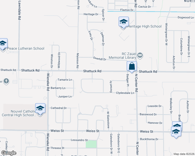 map of restaurants, bars, coffee shops, grocery stores, and more near 5304 Nottingham Drive North in Saginaw