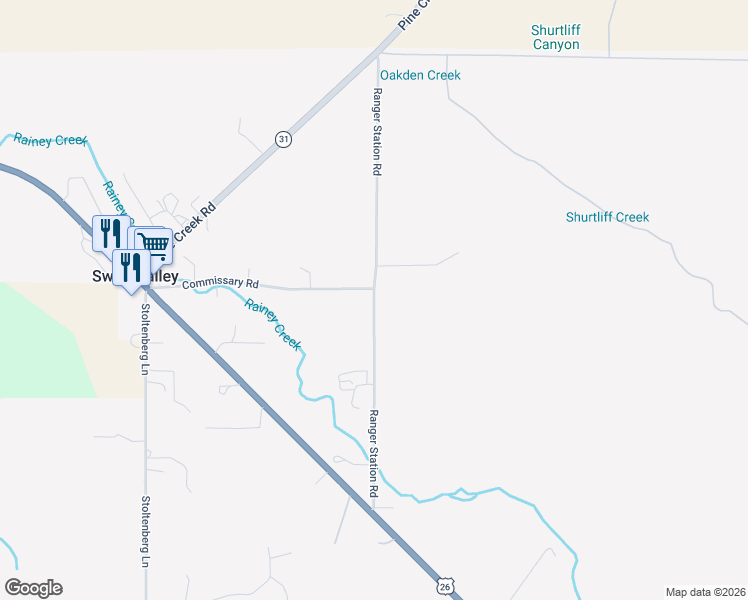 map of restaurants, bars, coffee shops, grocery stores, and more near 536 Ranger Station Road in Swan Valley