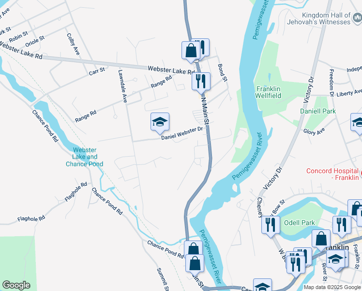 map of restaurants, bars, coffee shops, grocery stores, and more near 11 Plains Court in Franklin