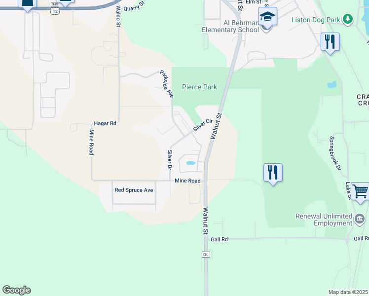 map of restaurants, bars, coffee shops, grocery stores, and more near 1310 Walnut Street in Baraboo