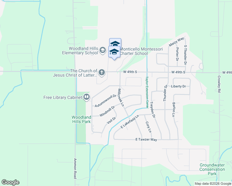 map of restaurants, bars, coffee shops, grocery stores, and more near 3789 Windmill Drive in Idaho Falls