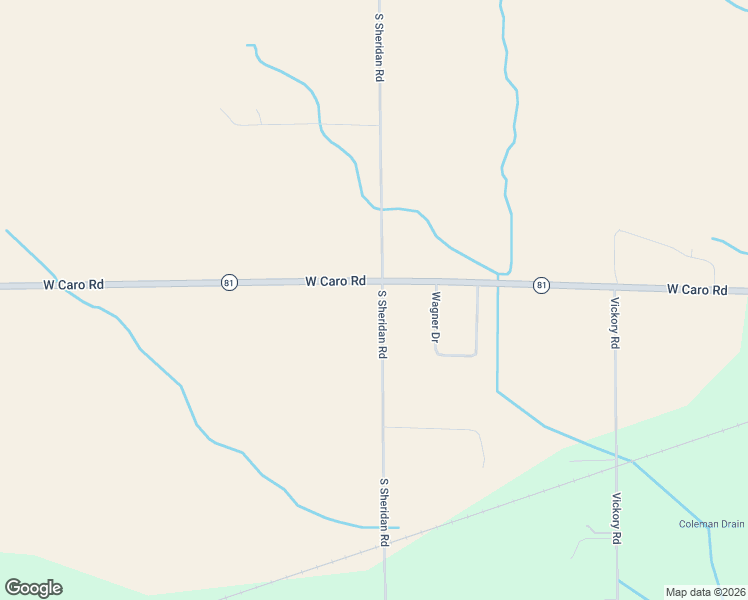 map of restaurants, bars, coffee shops, grocery stores, and more near 2018 South Sheridan Road in Caro