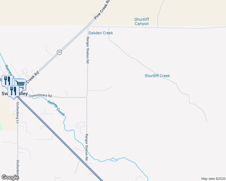 map of restaurants, bars, coffee shops, grocery stores, and more near 536 Ranger Station Road in Swan Valley