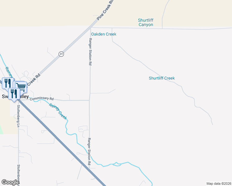 map of restaurants, bars, coffee shops, grocery stores, and more near 536 Ranger Station Road in Swan Valley