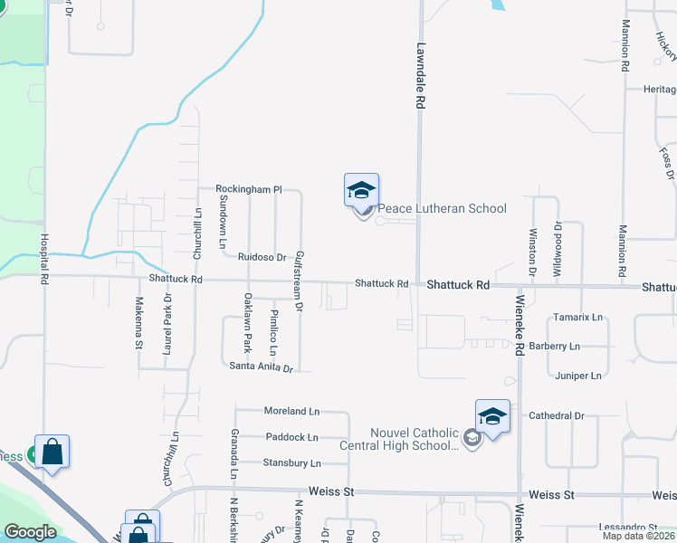 map of restaurants, bars, coffee shops, grocery stores, and more near 6140 Shattuck Road in Saginaw
