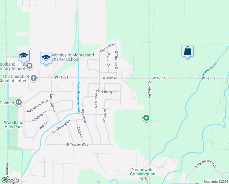 map of restaurants, bars, coffee shops, grocery stores, and more near 4280 Liberty Drive in Ammon