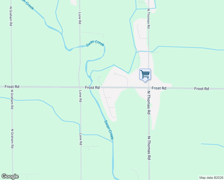 map of restaurants, bars, coffee shops, grocery stores, and more near 10269 Frost Road in Thomas Township