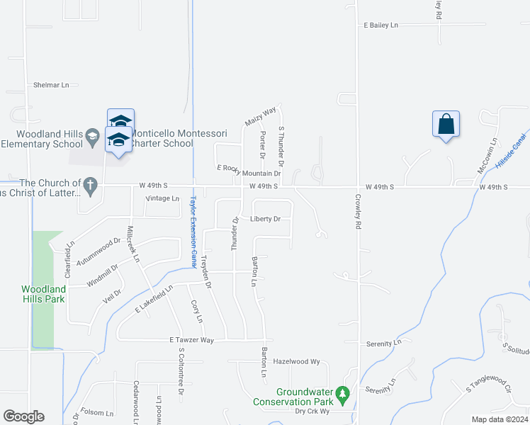 map of restaurants, bars, coffee shops, grocery stores, and more near 4223 Liberty Drive in Ammon