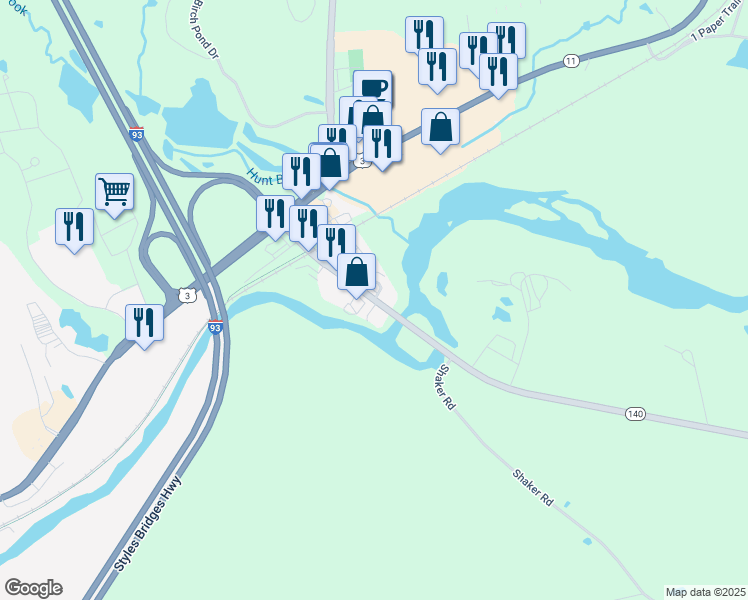 map of restaurants, bars, coffee shops, grocery stores, and more near Tilton Road in Tilton