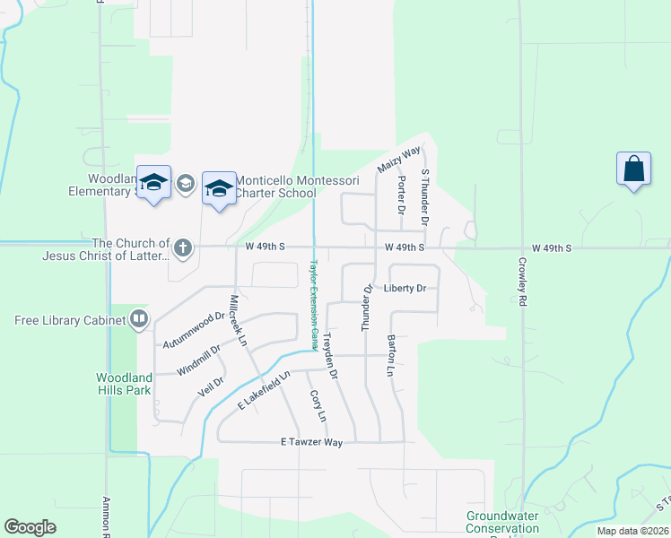 map of restaurants, bars, coffee shops, grocery stores, and more near 5048 Chimney Rock Drive in Idaho Falls