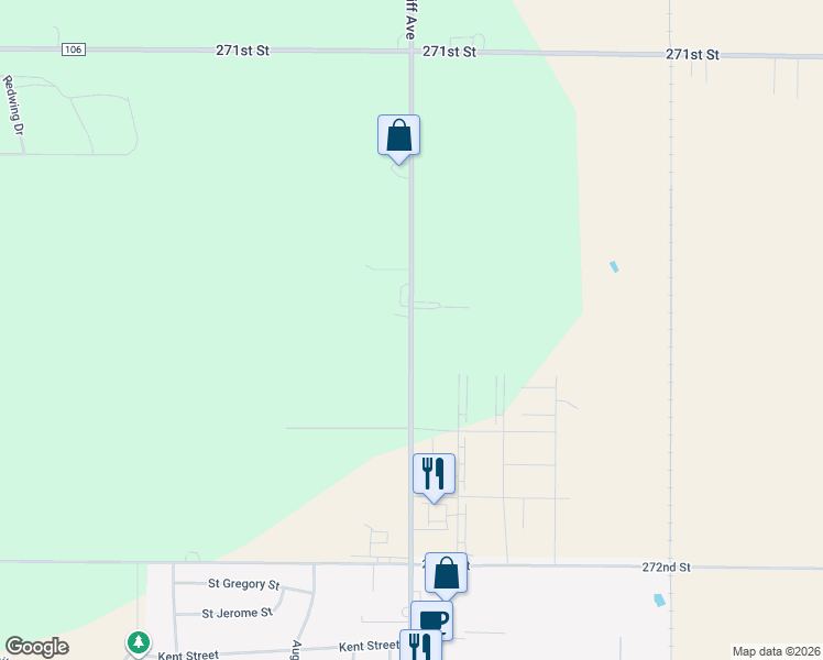map of restaurants, bars, coffee shops, grocery stores, and more near 27162 475th Avenue in Harrisburg