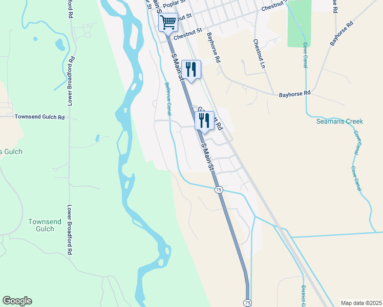 map of restaurants, bars, coffee shops, grocery stores, and more near 1278 Lookout Lane in Bellevue