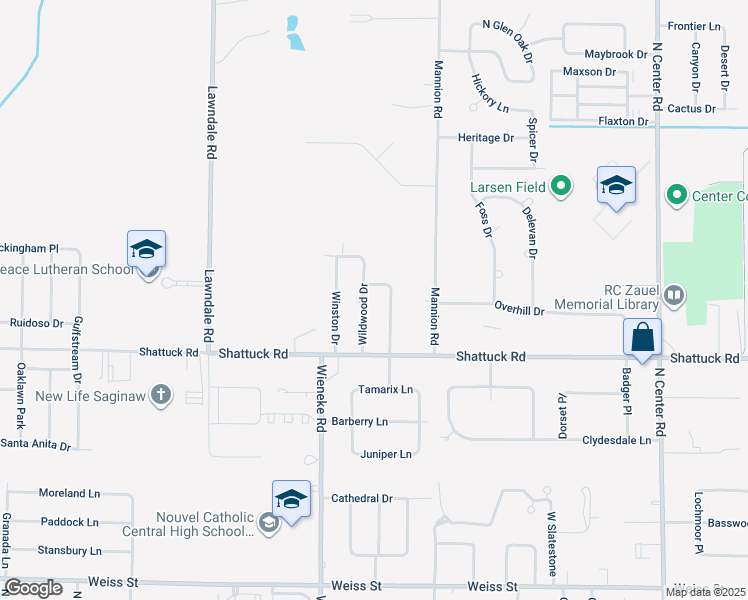 map of restaurants, bars, coffee shops, grocery stores, and more near in Saginaw