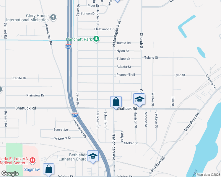 map of restaurants, bars, coffee shops, grocery stores, and more near 3235 North Michigan Avenue in Saginaw