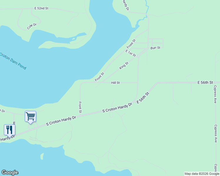 map of restaurants, bars, coffee shops, grocery stores, and more near 6574 Hill Street in Newaygo
