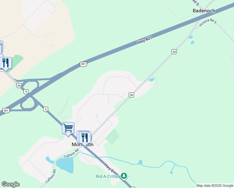map of restaurants, bars, coffee shops, grocery stores, and more near 29 Currie Drive in Morriston