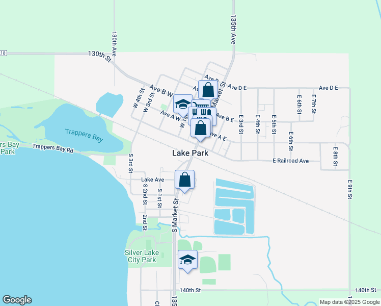 map of restaurants, bars, coffee shops, grocery stores, and more near in Lake Park