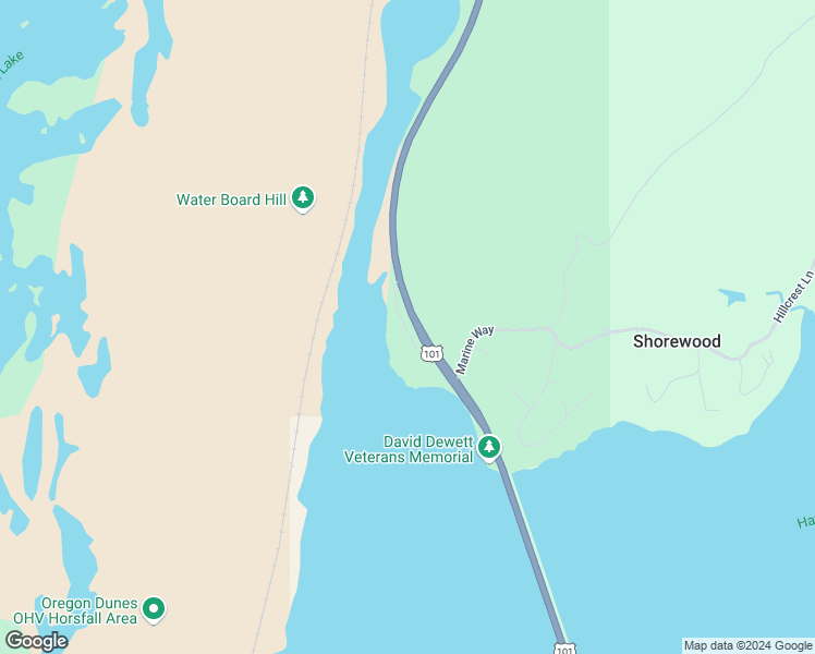 map of restaurants, bars, coffee shops, grocery stores, and more near Oregon Coast Highway in North Bend