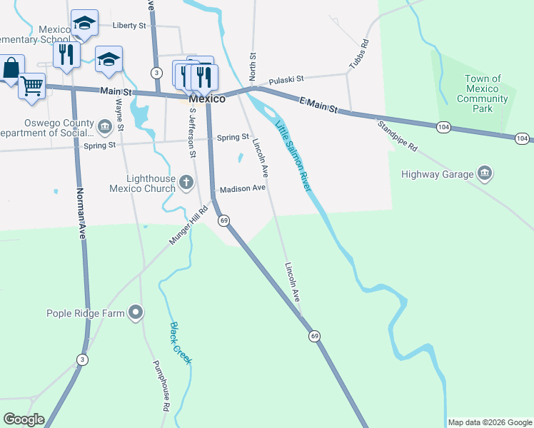 map of restaurants, bars, coffee shops, grocery stores, and more near 73 Lincoln Avenue in Mexico