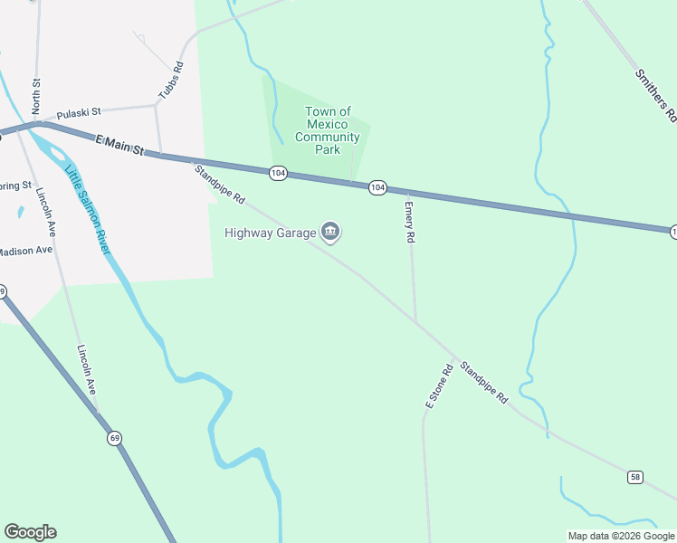 map of restaurants, bars, coffee shops, grocery stores, and more near 794 County Route 58 in Mexico