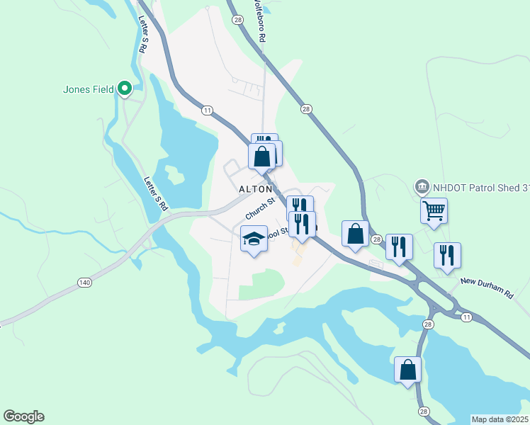 map of restaurants, bars, coffee shops, grocery stores, and more near 15 Church Street in Alton