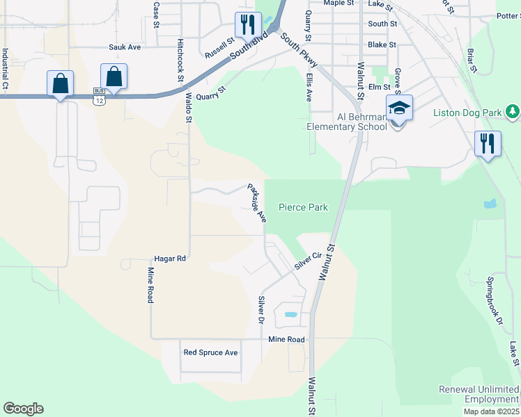 map of restaurants, bars, coffee shops, grocery stores, and more near 841 Parkside Avenue in Baraboo