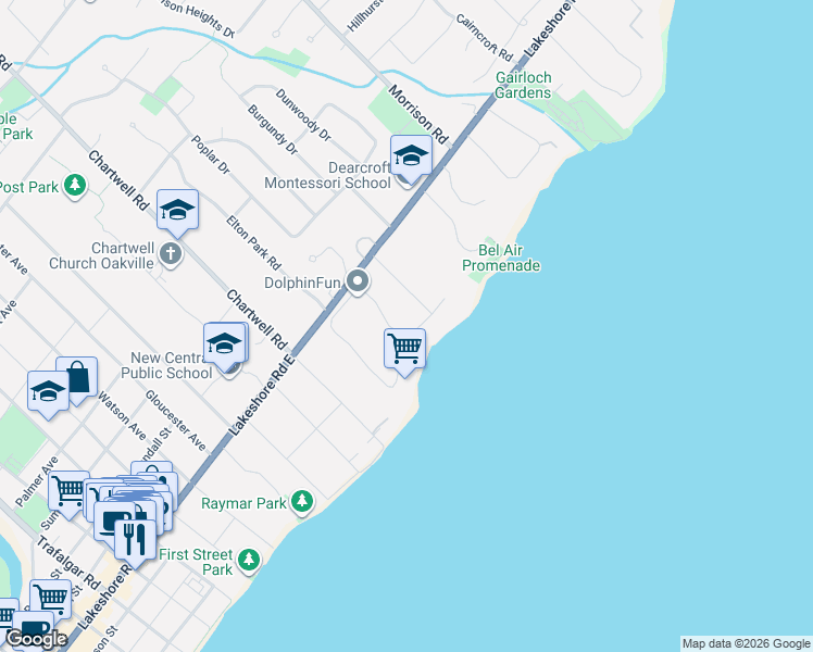 map of restaurants, bars, coffee shops, grocery stores, and more near 1081 Argyle Drive in Oakville