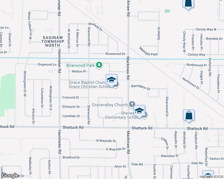 map of restaurants, bars, coffee shops, grocery stores, and more near 4619 Mackinaw Road in Saginaw