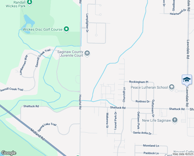 map of restaurants, bars, coffee shops, grocery stores, and more near 199 Enderly Lane in Saginaw