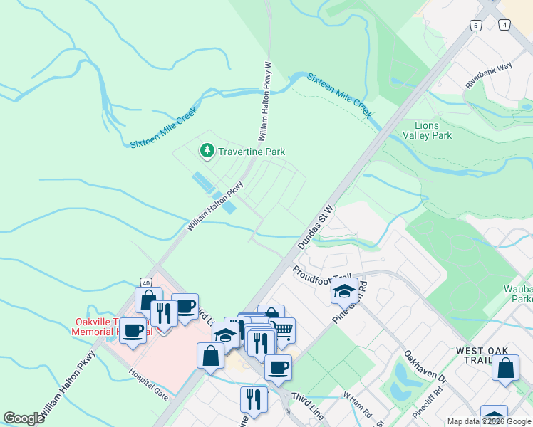 map of restaurants, bars, coffee shops, grocery stores, and more near 1397 Shevchenko Boulevard in Oakville