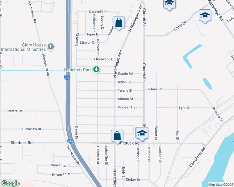 map of restaurants, bars, coffee shops, grocery stores, and more near 584 Tulane Street in Saginaw