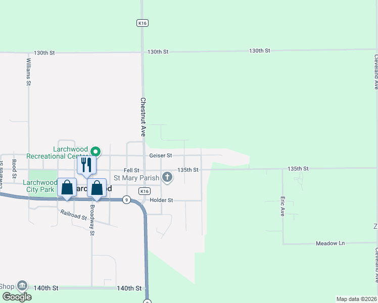 map of restaurants, bars, coffee shops, grocery stores, and more near 1525 Geiser Street in Larchwood