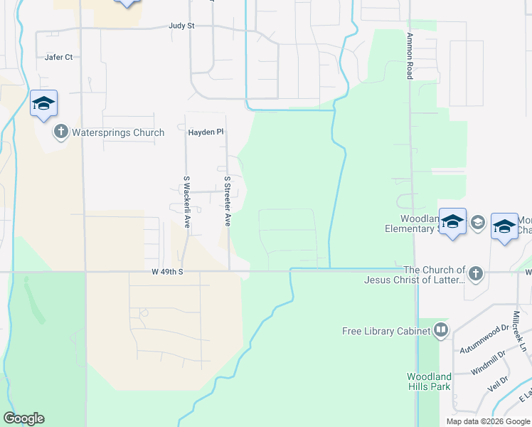 map of restaurants, bars, coffee shops, grocery stores, and more near 4599 South Streeter Avenue in Ammon