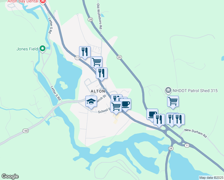map of restaurants, bars, coffee shops, grocery stores, and more near 13 Depot Street in Alton