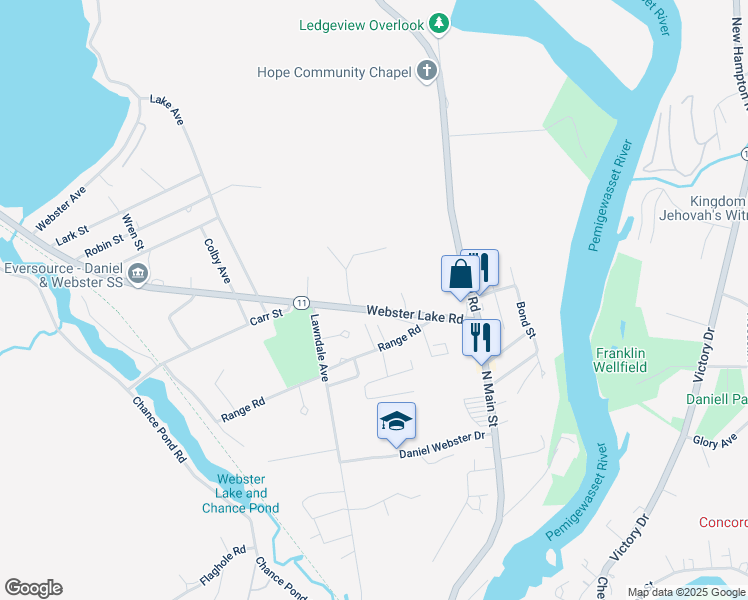 map of restaurants, bars, coffee shops, grocery stores, and more near 5 Kidder Avenue in Franklin