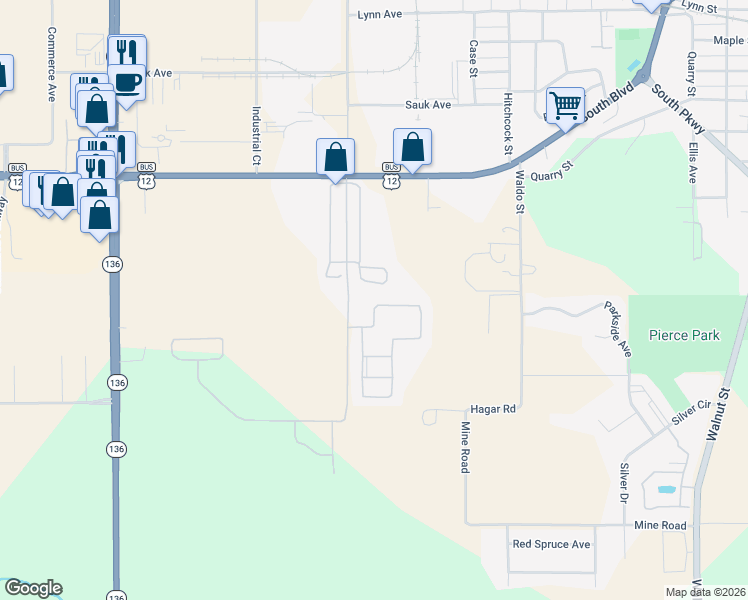 map of restaurants, bars, coffee shops, grocery stores, and more near 904 Moore Street in Baraboo