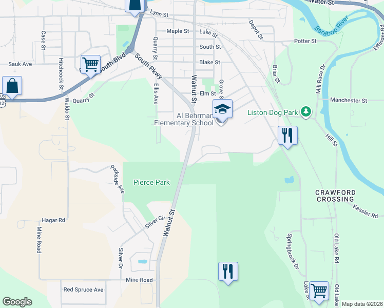 map of restaurants, bars, coffee shops, grocery stores, and more near 319 Inverness Terrace Court in Baraboo