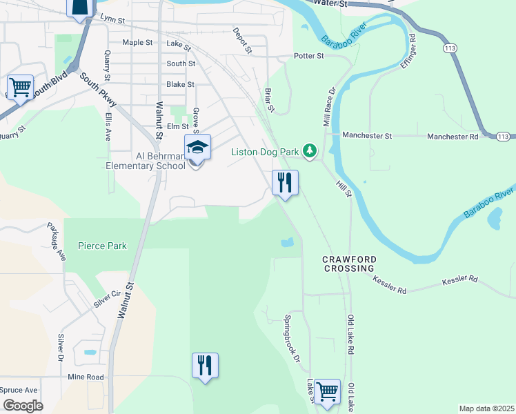 map of restaurants, bars, coffee shops, grocery stores, and more near 464 Inverness Terrace Court in Baraboo