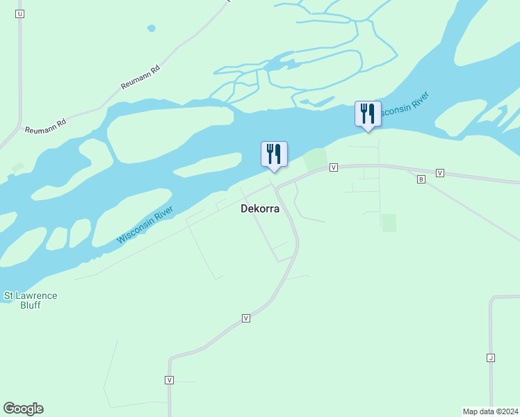 map of restaurants, bars, coffee shops, grocery stores, and more near in Dekorra