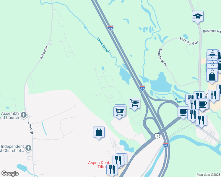 map of restaurants, bars, coffee shops, grocery stores, and more near 1 Pine Hill Road in Tilton