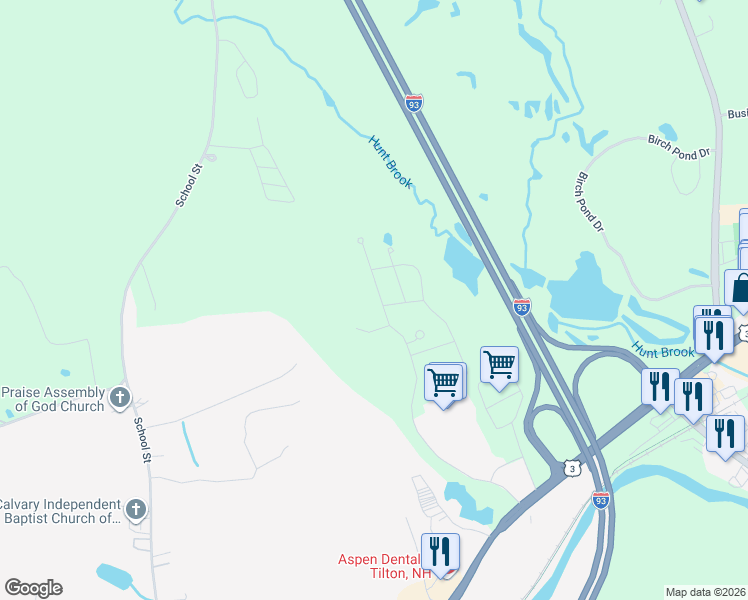 map of restaurants, bars, coffee shops, grocery stores, and more near 124 Sherwood Drive in Tilton